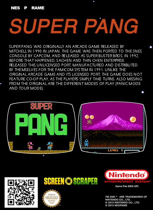 Super Pang (Homebrew) — Box back